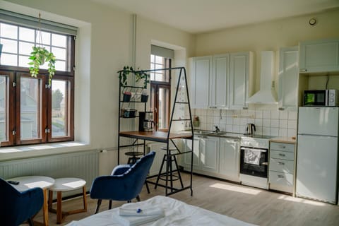 Kitchen or kitchenette, Dining area, oven, stove, washing machine