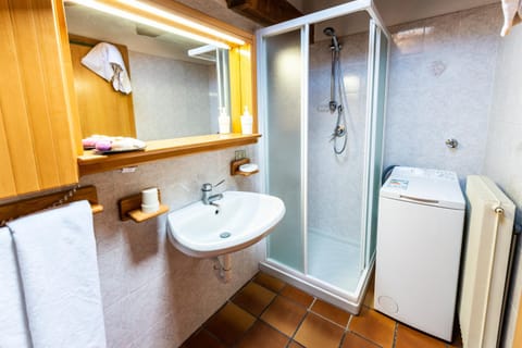 Shower, Bathroom, towels, wardrobe, washing machine