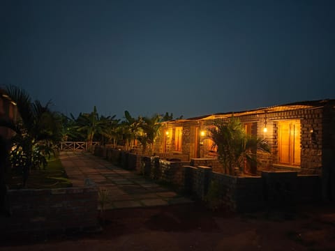 Property building, Night, Garden, Garden view