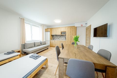 Communal lounge/ TV room, Bed, TV and multimedia, Kitchen or kitchenette, Living room, Photo of the whole room, Seating area, Bedroom, minibar