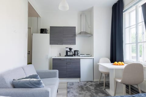 Kitchen or kitchenette, Living room, Dining area, stove