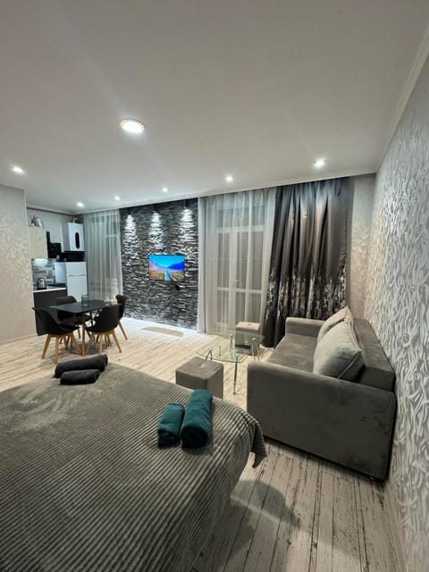 Bed, TV and multimedia, Living room, Photo of the whole room, Seating area, Bedroom, towels