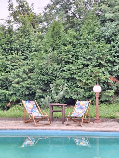 Swimming pool, sunbed