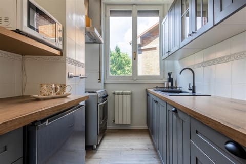 Kitchen or kitchenette, dishwasher, stove