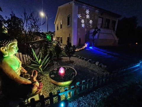 Property building, Night, Garden