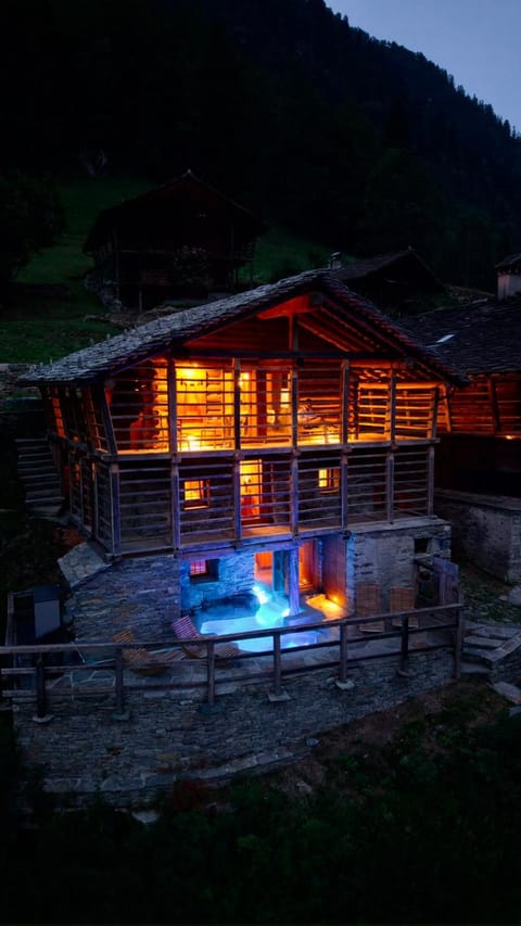 Property building, Night, Natural landscape, Mountain view, Pool view, Swimming pool