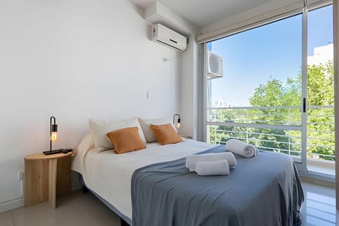 Bed, View (from property/room), Balcony/Terrace, Photo of the whole room, Bedroom, towels, air conditioner