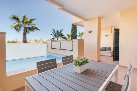 Property building, Living room, Swimming pool