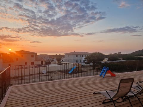 Patio, Children play ground, Sunset, sunbed