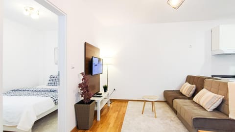 Bed, TV and multimedia, Living room, Photo of the whole room, Seating area, Bedroom