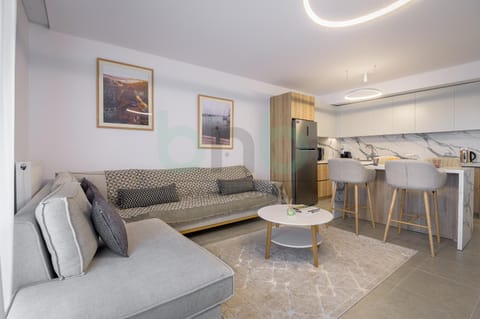 Kitchen or kitchenette, Living room, Seating area, Dining area