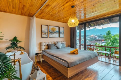 Bed, Natural landscape, Balcony/Terrace