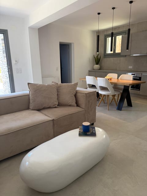 Kitchen or kitchenette, Living room, Seating area, Dining area, stove