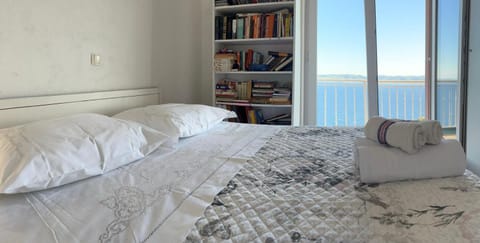 Bed, Natural landscape, Library, Bedroom, Sea view