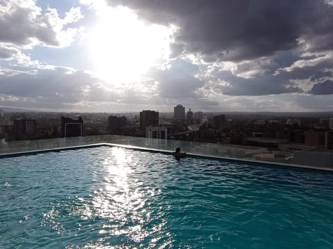 Pool view, Swimming pool, Sunset