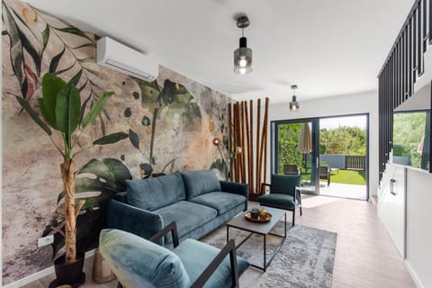 Living room, Seating area, Garden view