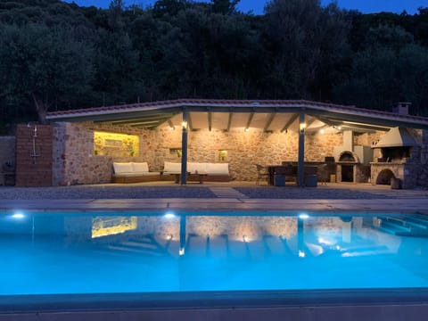 Property building, Night, Swimming pool