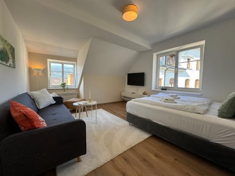 Bed, TV and multimedia, Living room, Photo of the whole room, Seating area, Bedroom