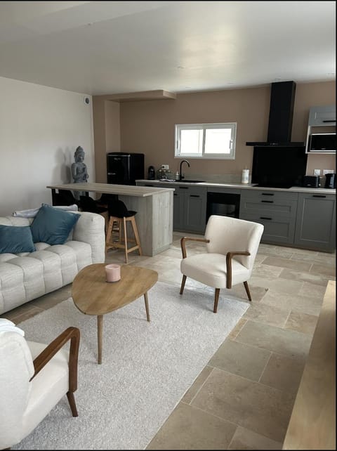 Kitchen or kitchenette, Living room, Dining area, dishwasher, stove