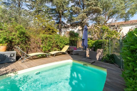 Property building, Living room, Swimming pool
