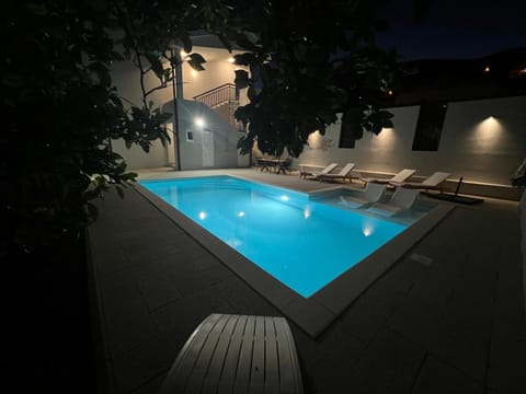 Night, Pool view, Swimming pool