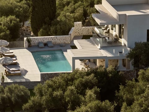 Property building, Pool view, Swimming pool, sunbed