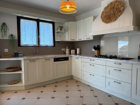 Kitchen or kitchenette, dishwasher, stove