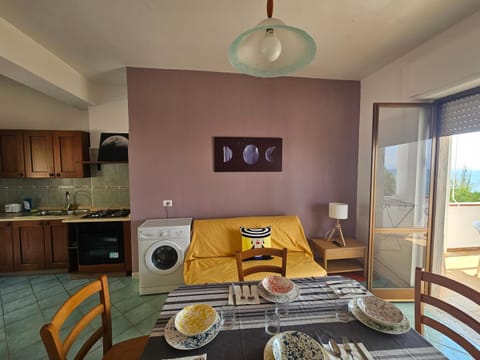 Living room, Dining area, oven, washing machine