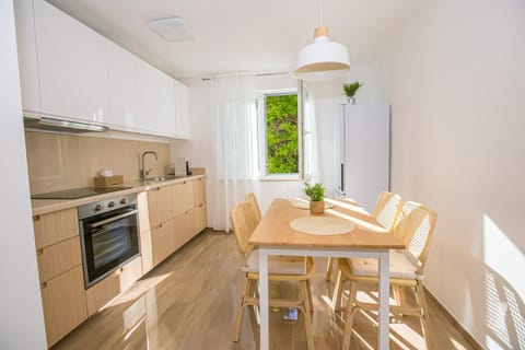 Kitchen or kitchenette, Dining area, dishwasher, oven, stove