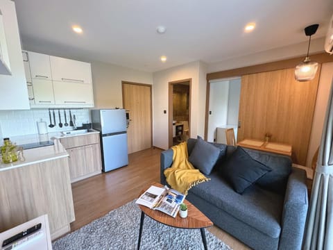 Kitchen or kitchenette, Living room, stove