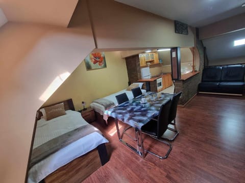 Bed, TV and multimedia, Kitchen or kitchenette, Dining area, Bedroom