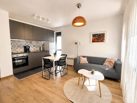 Kitchen or kitchenette, Living room, Dining area, oven, stove