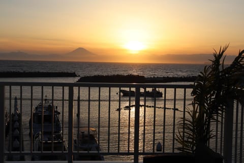 Natural landscape, View (from property/room), Balcony/Terrace, Sea view, Sunset
