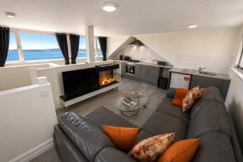 TV and multimedia, Living room, Photo of the whole room, Sea view, fireplace