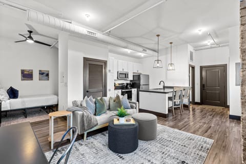 Living room, kitchen