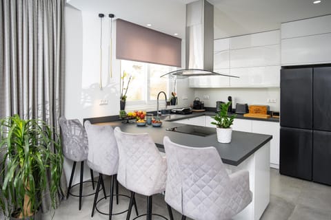 Dining area, stove, kitchen