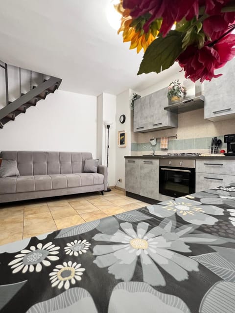 Kitchen or kitchenette, Living room, Seating area, Dining area, stove