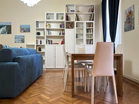 Library, Living room, Seating area, Dining area