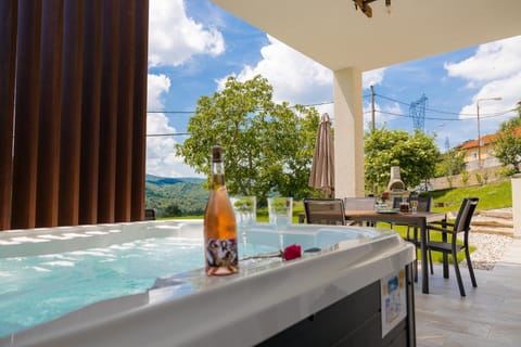 Property building, Patio, Day, Natural landscape, BBQ facilities, View (from property/room), Balcony/Terrace, Pool view, sunbed