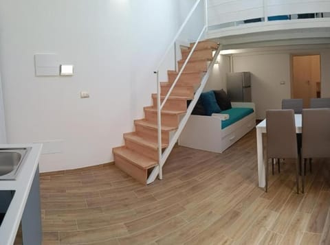 Bed, kitchen