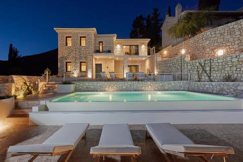 Property building, Night, Swimming pool