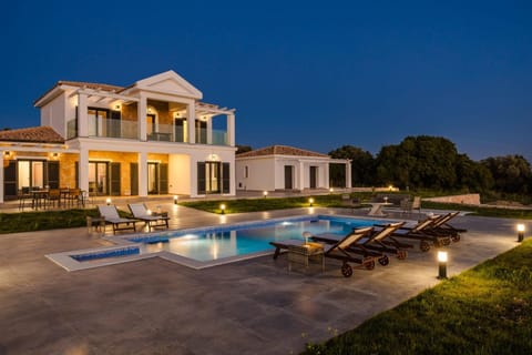 Property building, Night, Swimming pool