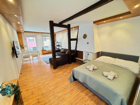 Bed, TV and multimedia, Living room, Seating area