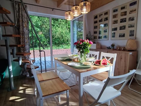 Living room, Dining area, Garden view
