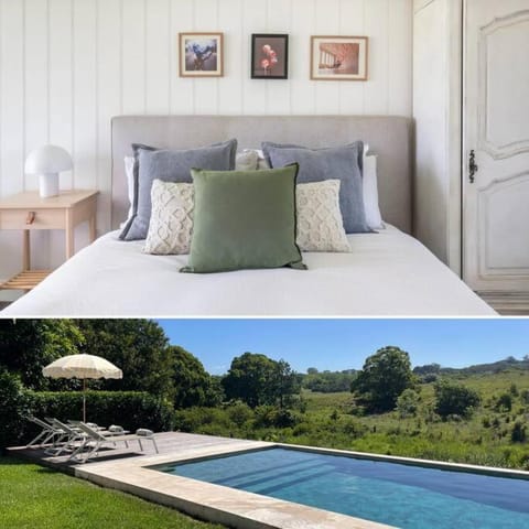 Bed, Natural landscape, Bedroom, Pool view, Swimming pool