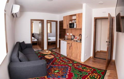 TV and multimedia, Kitchen or kitchenette, Living room, Seating area, stove