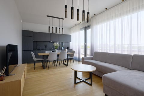 TV and multimedia, Kitchen or kitchenette, Living room, Seating area, Dining area