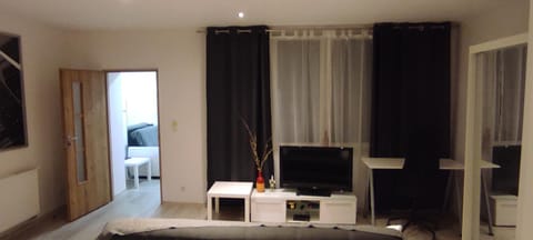 Communal lounge/ TV room, Bed, Night, TV and multimedia, Living room, Food and drinks, Photo of the whole room, Decorative detail, Seating area, Dining area, Evening entertainment, Bedroom, Food, flat iron, furniture, heating, soundproof, stove, trouser press, wardrobe, kitchen