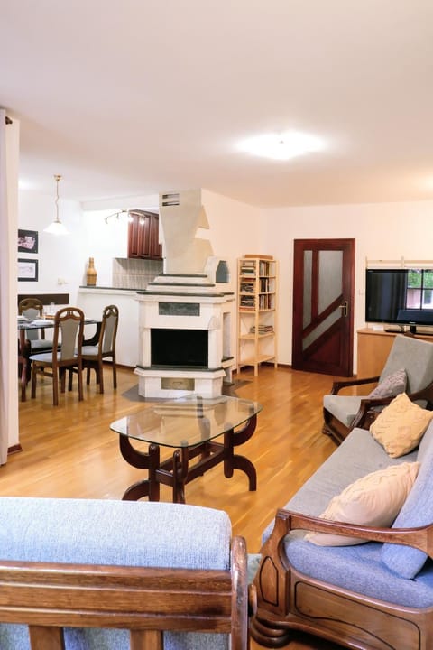 Library, Living room, Dining area