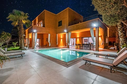 Property building, Night, Swimming pool